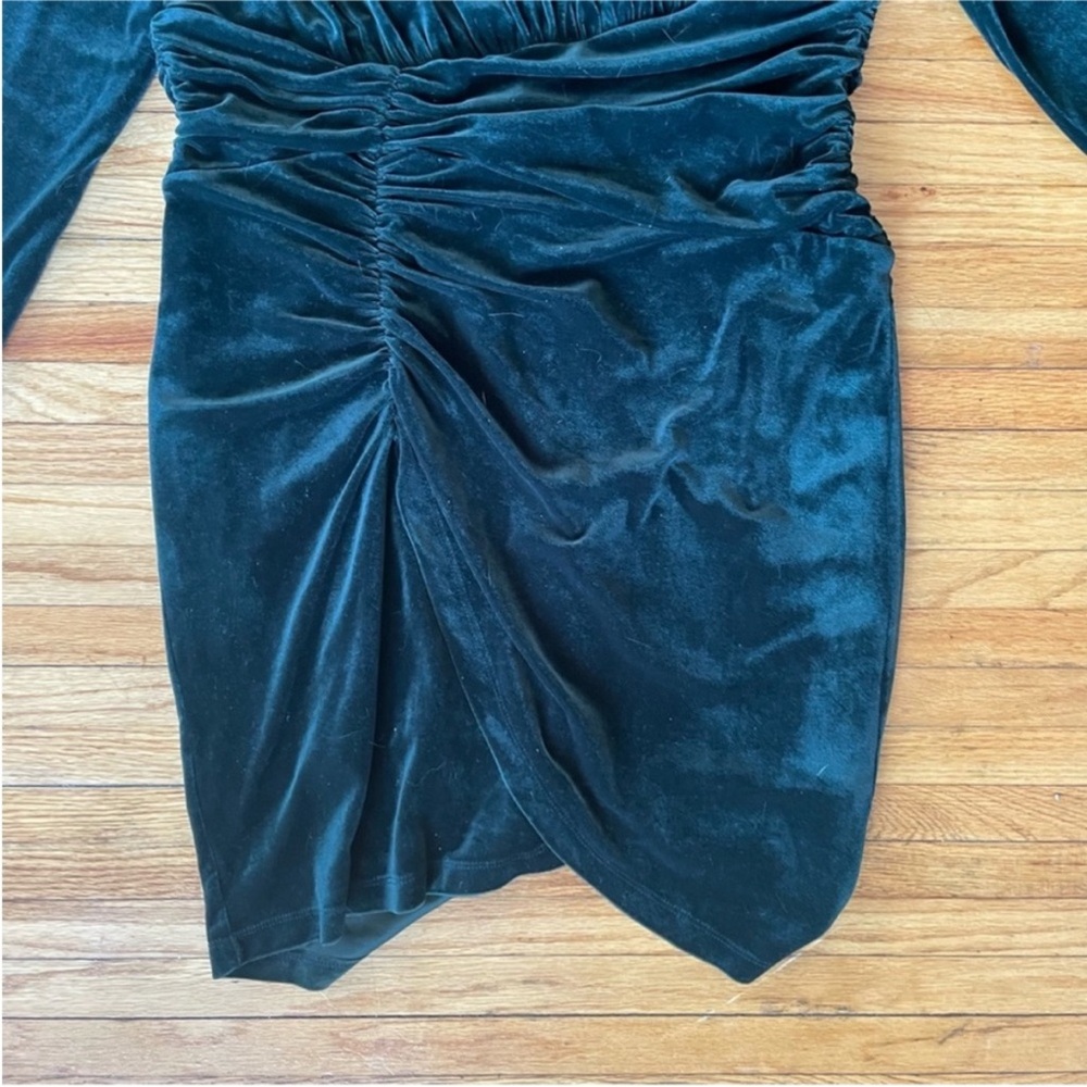 Express Velvet Body Contour Mock Neck Ruched Mini Dress - Picture 4 of 9
